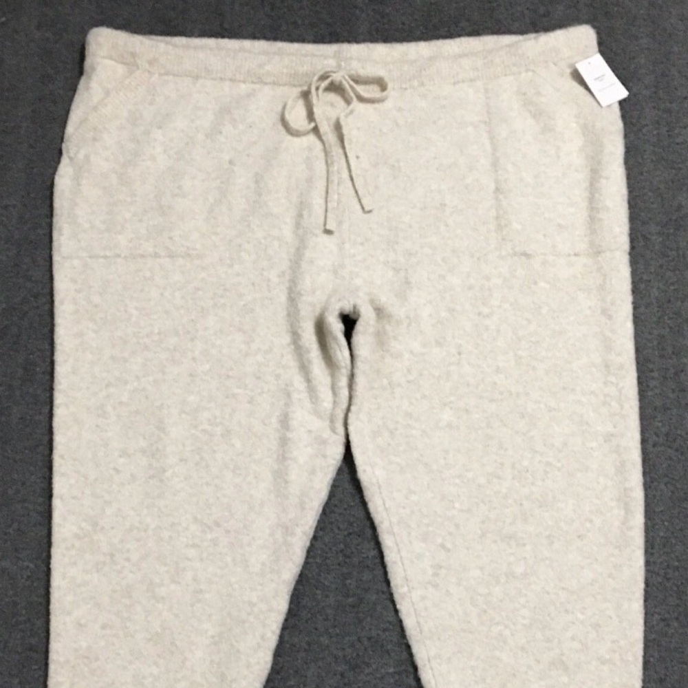 Auden Oatmeal Women's 4X Sweater Knit Ribbed Cuffed-Leg Jogger Pajama Pants - Picture 3 of 9